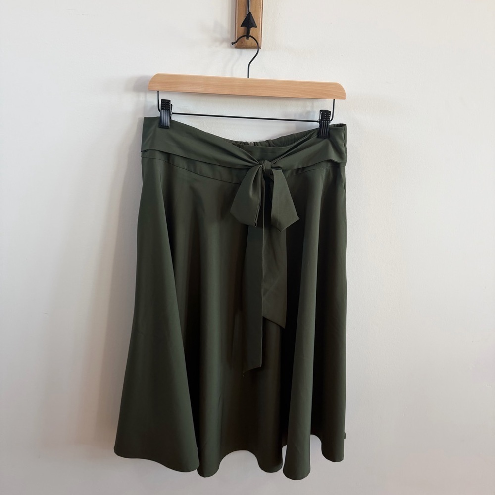 Grace Karin Forest Green A-Line Skirt with Waist Tie – Size Large
